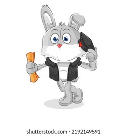 the rabbit graduation vector. cartoon character
