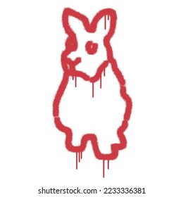 Rabbit graffiti with red spray paint. Vector illustration.