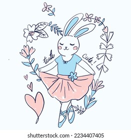 Rabbit graphic design. Girl tshirt print design and more