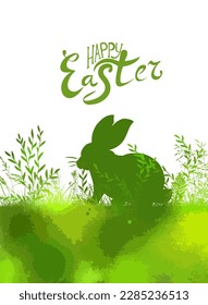 Rabbit in the grass. CultureOfFaith. Happy Easter. Vector illustration
