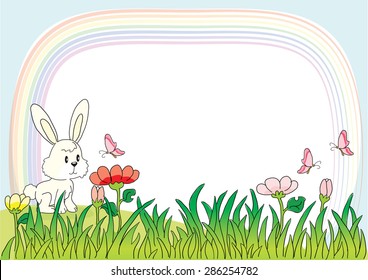 rabbit in the grassland with background