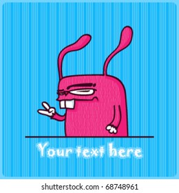 Rabbit greeting card with place for your text. Vector.