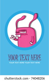Rabbit greeting card. Place for your text.  Vector illustration.