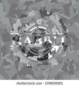 Rabbit grey camo emblem. Vector Illustration.