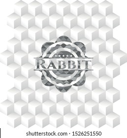 Rabbit grey emblem. Retro with geometric cube white background