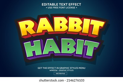Rabbit habit 3D editable text effect template