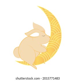 rabbit and half moon isolated icon