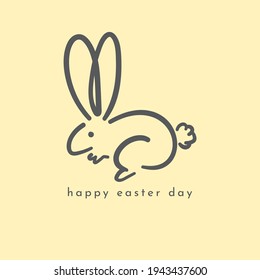 Rabbit hand draw in Easter Holiday,isolated on yellow background ,Vector Illustration EPS 10