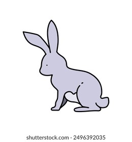 rabbit hand drawn color vector illustration
