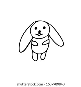 rabbit hand drawn doodle in simple scandinavian style.
