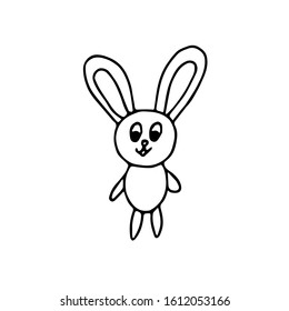 rabbit hand drawn doodle in simple scandinavian style.