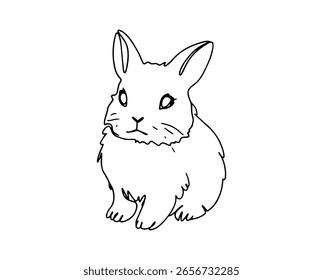 Mão de coelho desenhada em estilo de arte em um fundo branco.