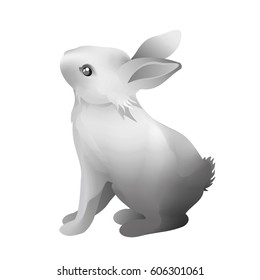 Rabbit. Hand drawn vector illustration of little bunny isolated on white background.