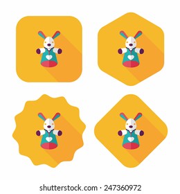 rabbit hand puppet flat icon with long shadow,eps10