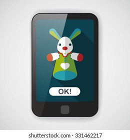 rabbit hand puppet flat icon with long shadow,eps10