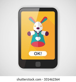 rabbit hand puppet flat icon with long shadow,eps10