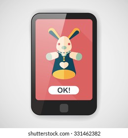 rabbit hand puppet flat icon with long shadow,eps10