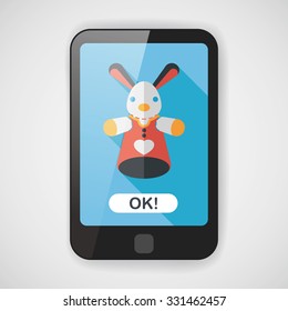 rabbit hand puppet flat icon with long shadow,eps10
