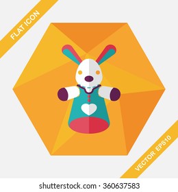 rabbit hand puppet flat icon with long shadow,eps10