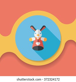 rabbit hand puppet flat icon with long shadow,eps10