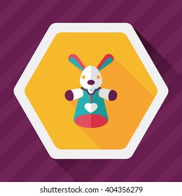 rabbit hand puppet flat icon with long shadow,eps10