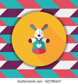 rabbit hand puppet flat icon with long shadow,eps10