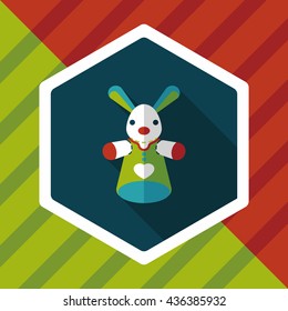 rabbit hand puppet flat icon with long shadow,eps10