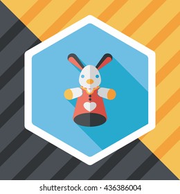 rabbit hand puppet flat icon with long shadow,eps10