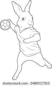 Rabbit Handball player Handball Animal Vector Graphic Art Illustration