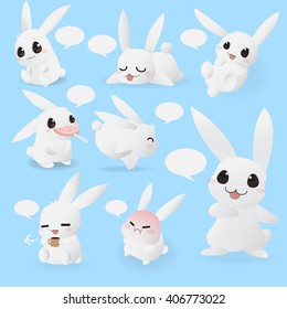 Rabbit Handmade. Isolated rabbit for design. Easter bunny.