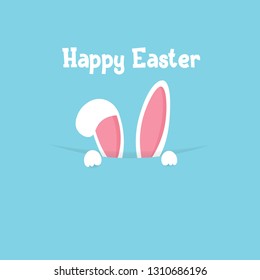 Rabbit and happy Easter vector art and illustration