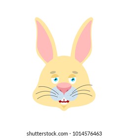 Rabbit happy emoji. Hare merry emotions. Animal Joyful. Easter Vector illustration