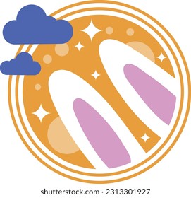 Rabbit Happy Mid Autumn Festival Full Moon Illustration Graphic Element Card