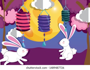 rabbit happy moon festival image