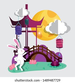 rabbit happy moon festival image