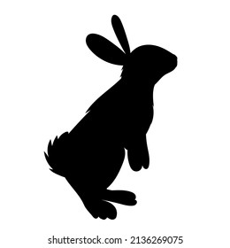 rabbit, hare black silhouette, isolated vector