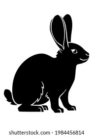 Rabbit or hare - black vector animal silhouette for logo or pictogram. Rabbit - a sign for identity, an icon.