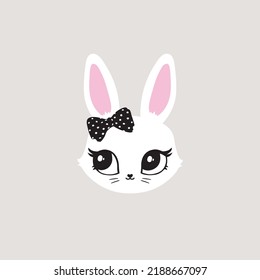 Rabbit hare bunny bow party cute portrait poster logo kids room decor t  shirt design print nursery butterfly eyes nose little sweet art room decor wall design abstract inspiration sketch nature
