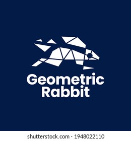 rabbit hare bunny geometric polygonal logo vector icon illustration