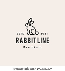 rabbit hare bunny line monoline hipster vintage logo vector icon illustration