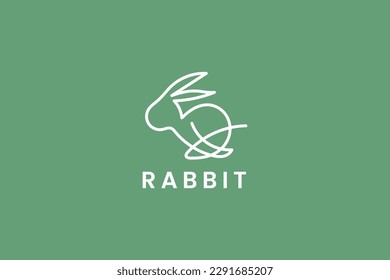 rabbit hare bunny line monoline hipster vintage logo vector icon illustration