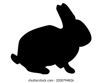 Rabbit, hare, bunny, wild animal living in forest, wildlife, mammal, rodent, vector, illustration in black and white color, isolated on white background 