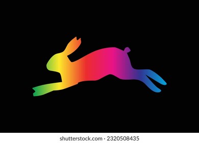 Rabbit, hare, bunny, wild animal living in forest, wildlife vector illustration.