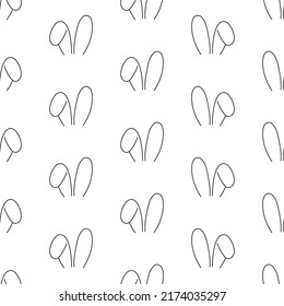 rabbit hare ears seamless pattern isolated on white background.