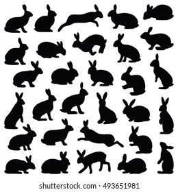 Rabbit And Hare Easter Collection - Vector Silhouette