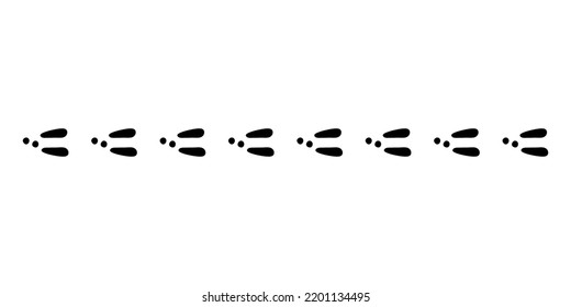 Rabbit or hare footprint trail line. Bunny foot prints on snow. Rabbit paw steps. Hare steps track. Vector illustration isolated on white background in flat style.