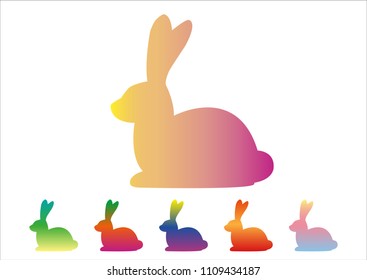 Rabbit, hare icon, gradient silhouette on white background