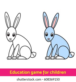 Rabbit Hare illustration, children's coloring, game drawing for children