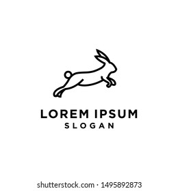 rabbit hare jump and run logo vector line art outline download