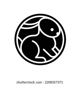 Rabbit or hare logo, symbol, icon, label. Stylized silhouette. Bunny vector illustration. 